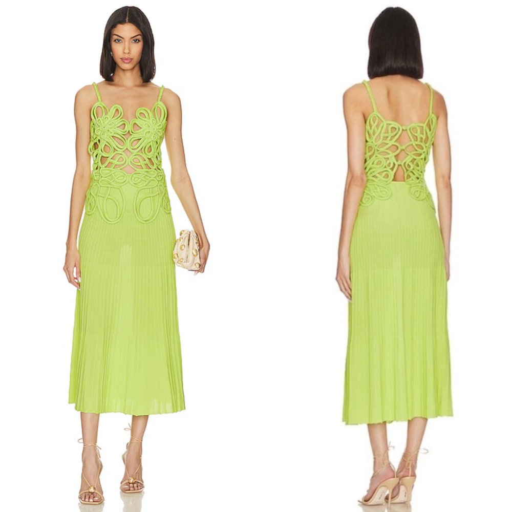 Cult Gaia Nalda Knit Midi Dress in Mantis Size Medium NEW! New with tags! - Picture 2 of 13